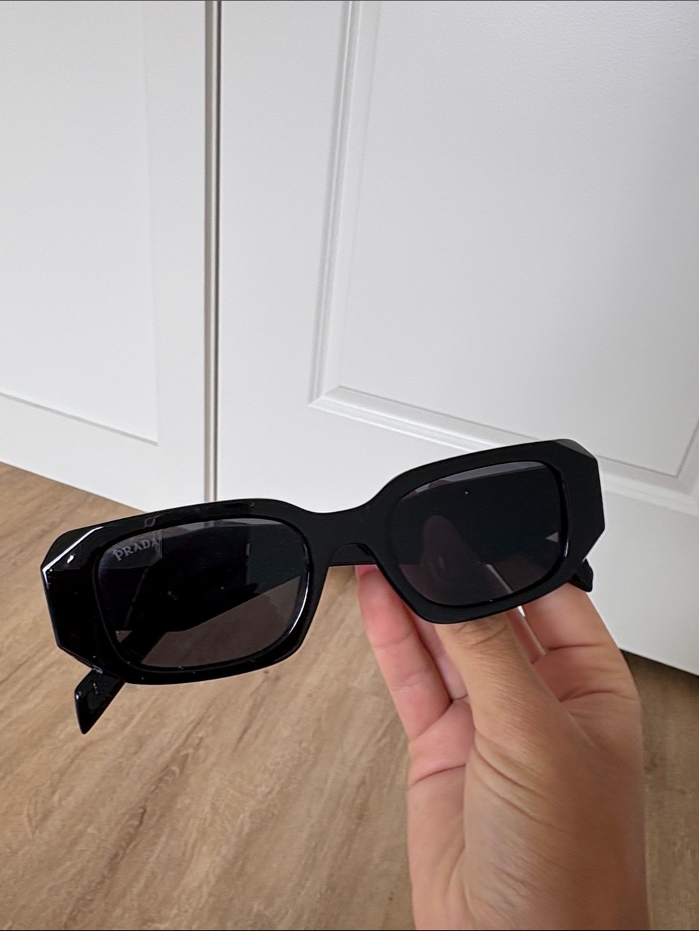Prada Black Geometric Frame Sunglasses